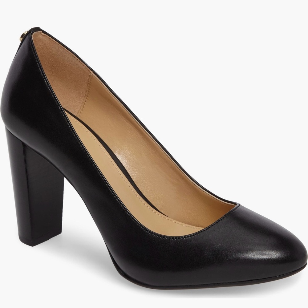 🆕 MICHAEL KORS Susan Flex Calf Leather, Block Heel & Round Toe Pumps | Sz. 8 🆕